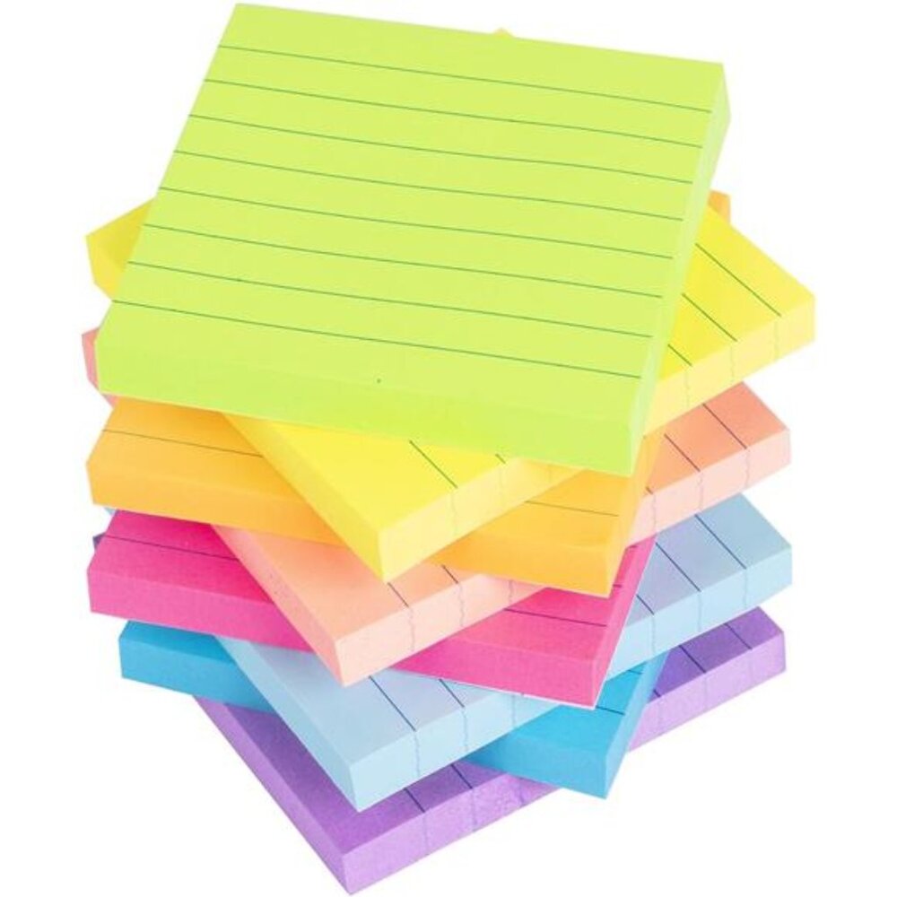 8 Memo‎ Pads Colorful Lined Sticky Notes 3x3 inches School Office Supplies Set